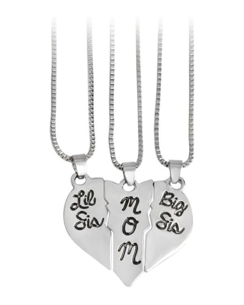 Meiligo® Fashion 3 Pcs Mother and Daughter Puzzle Dog Tag Necklace Jewlery Big Sis mom Lil Sis Letter Matching Engraved Neckl...