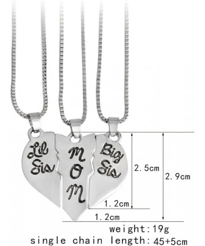 Meiligo® Fashion 3 Pcs Mother and Daughter Puzzle Dog Tag Necklace Jewlery Big Sis mom Lil Sis Letter Matching Engraved Neckl...