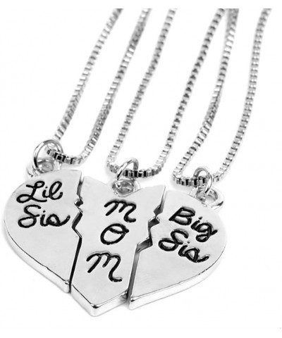 Meiligo® Fashion 3 Pcs Mother and Daughter Puzzle Dog Tag Necklace Jewlery Big Sis mom Lil Sis Letter Matching Engraved Neckl...