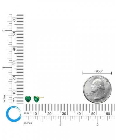 6 mm Gemstone Heart Stud Earrings for Women in 10k Yellow Gold Heart Shaped Birthstone Created Emerald $46.79 Earrings