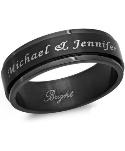 Free Engraving Both Sides - Personalized Stainless Steel Black Spinner Ring $12.28 Rings