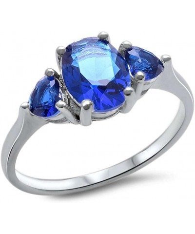 Oval & Heart Shape Simulated Blue Sapphire .925 Sterling Silver Ring Sizes 4-11 $9.24 Rings