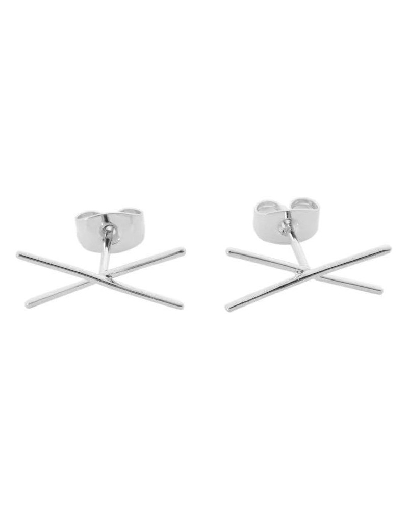 X Bar Crawler Studs in Gold, Rose Gold, or Silver | Minimalist, Delicate Jewelry Silver $13.79 Earrings