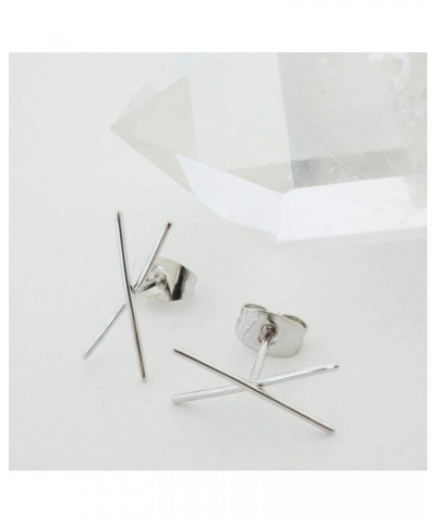 X Bar Crawler Studs in Gold, Rose Gold, or Silver | Minimalist, Delicate Jewelry Silver $13.79 Earrings