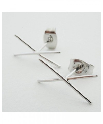 X Bar Crawler Studs in Gold, Rose Gold, or Silver | Minimalist, Delicate Jewelry Silver $13.79 Earrings