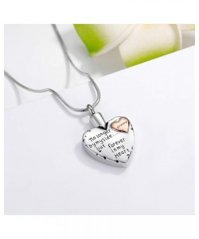 Cremation Jewelry for Ashes -No Longer By My Side Forever in My Heart Urn Pendant Necklace for Ashes Grandma Grandpa Mom Dad ...