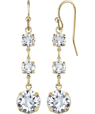 1928 Jewelry 14K Gold Dipped Genuine Austrian Crystal Linear Drop Earrings $19.67 Earrings