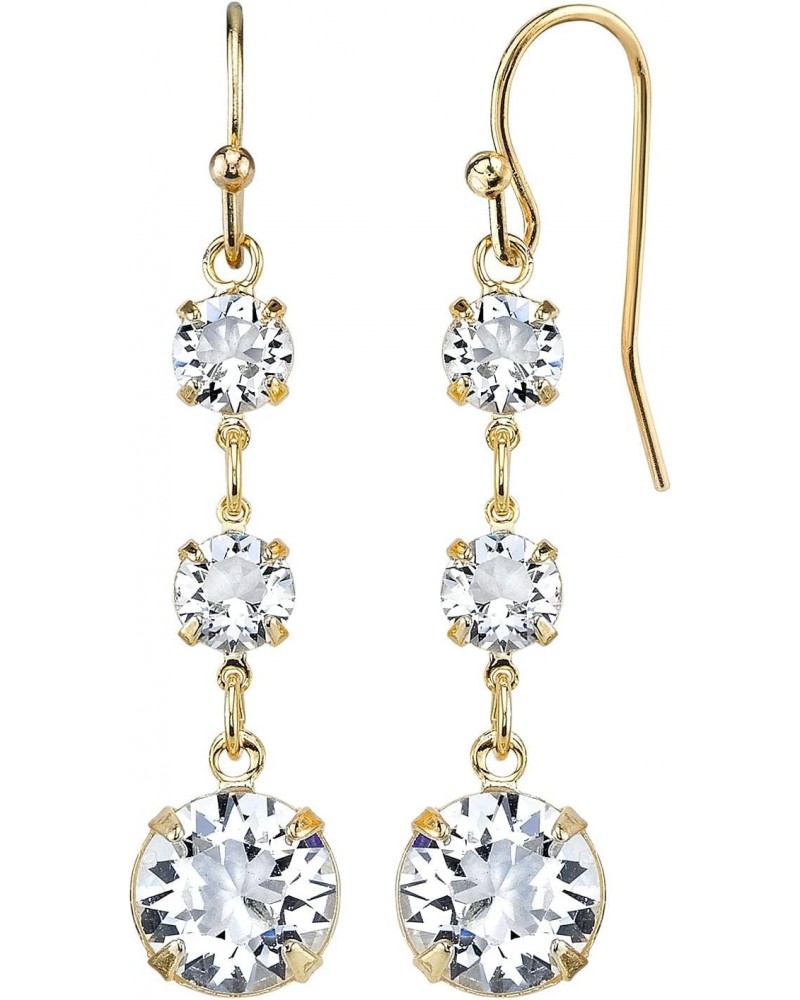 1928 Jewelry 14K Gold Dipped Genuine Austrian Crystal Linear Drop Earrings $19.67 Earrings