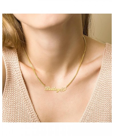 YSAHan Double Heart Name Necklace Personalized for Women Girl 18K Gold Plated Initial Nameplate Pendant Jewelry Birthday Moth...