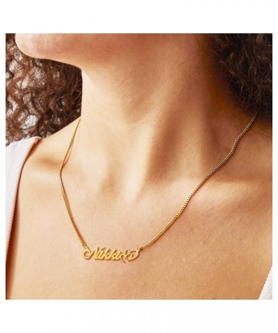 YSAHan Double Heart Name Necklace Personalized for Women Girl 18K Gold Plated Initial Nameplate Pendant Jewelry Birthday Moth...