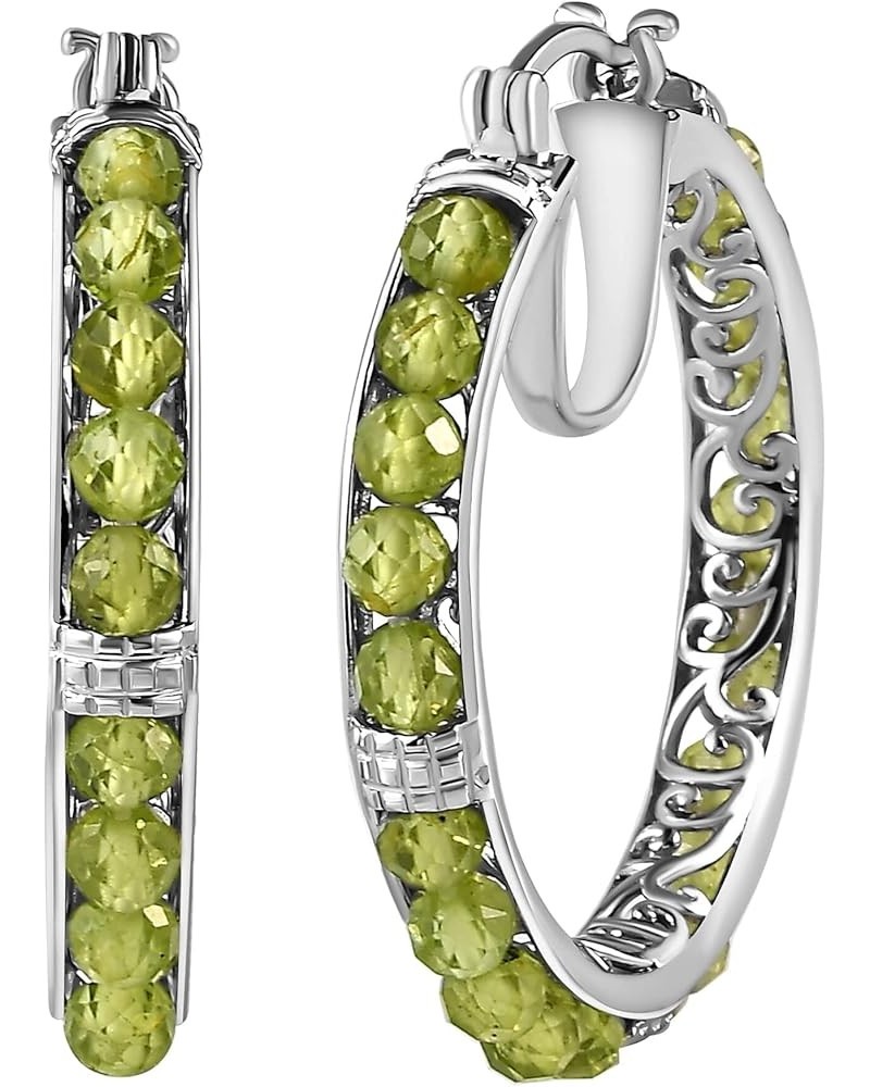 SHOP LC Multicolor Crystal Hoop Earrings for Women Jewelry Platinum Plated Birthstone Birthday Gifts for Women Peridot $15.67...