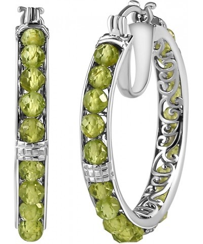 SHOP LC Multicolor Crystal Hoop Earrings for Women Jewelry Platinum Plated Birthstone Birthday Gifts for Women Peridot $15.67...