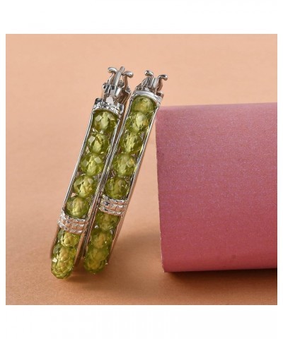 SHOP LC Multicolor Crystal Hoop Earrings for Women Jewelry Platinum Plated Birthstone Birthday Gifts for Women Peridot $15.67...