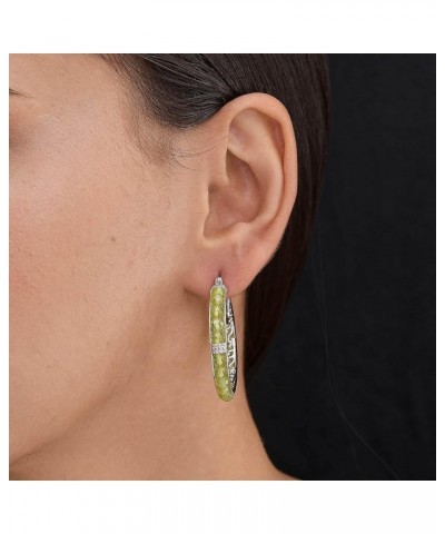 SHOP LC Multicolor Crystal Hoop Earrings for Women Jewelry Platinum Plated Birthstone Birthday Gifts for Women Peridot $15.67...