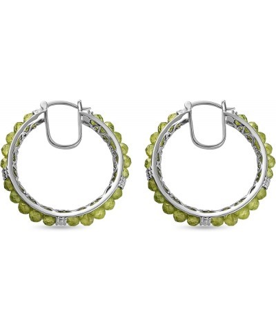 SHOP LC Multicolor Crystal Hoop Earrings for Women Jewelry Platinum Plated Birthstone Birthday Gifts for Women Peridot $15.67...