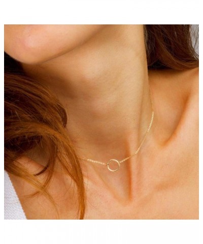 Dainty Gold Choker Necklaces for Women - 14K Gold Plated Handmade Medallion Snake Link Chain Cross Star Moon Adjustable Simpl...