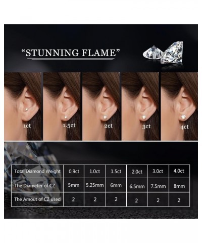 STUNNING FLAME" Solid 14K Gold Post & Sterling Silver Round Cut Cubic-Zirconia Stud CZ Earrings | Hypoallergenic & Nickle Fre...