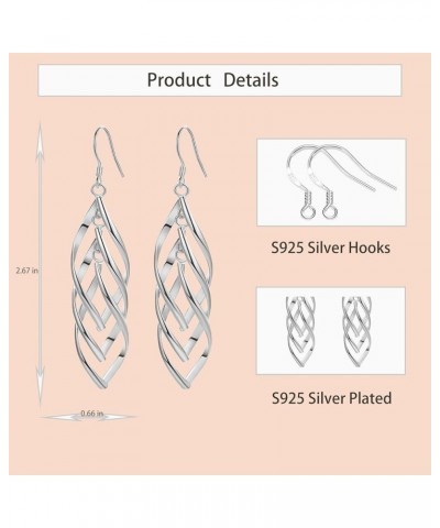 925 Silver Dangle Earrings for Women Hypoallergenic Cute Fashion Teardrop Drop Earrings Sparkly Nickel Free Crystal Hanging D...