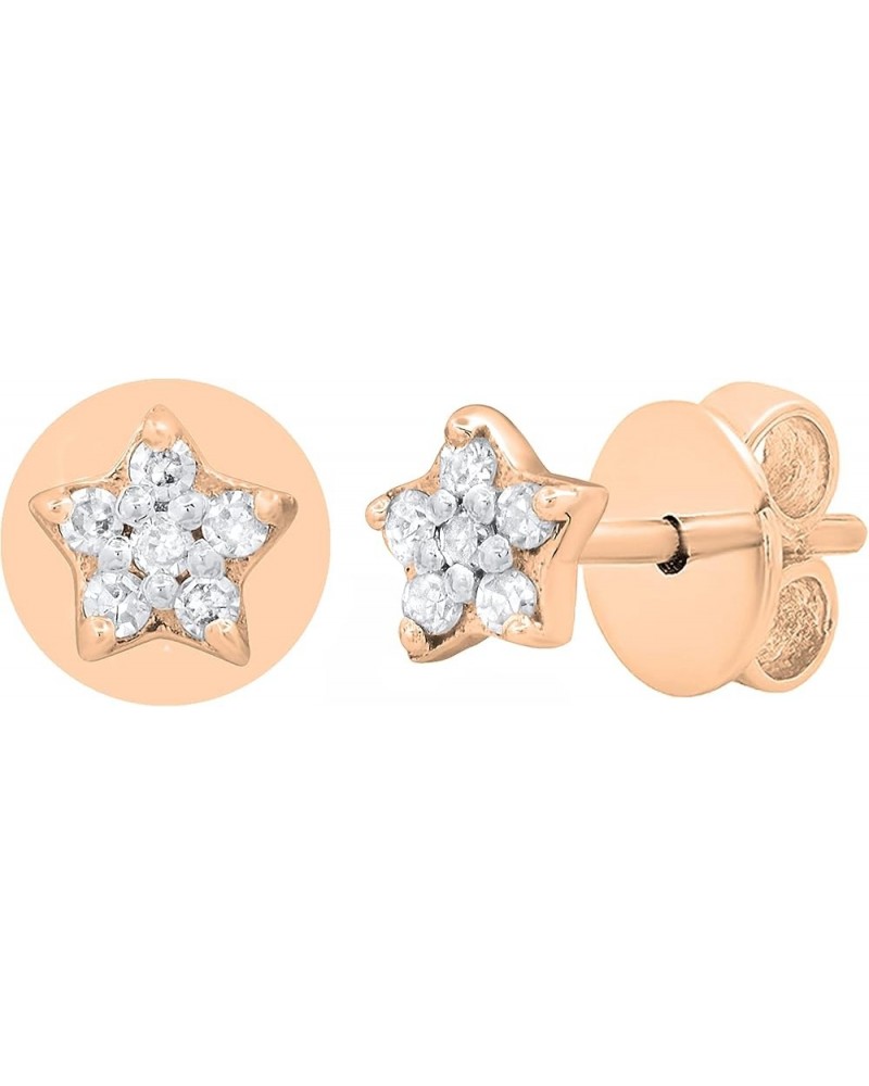 0.05 Carat (ctw) Round Diamond Star Push Back Stud Earrings for Her | Available in 10K/14K/18K Gold & 925 Sterling Silver Whi...