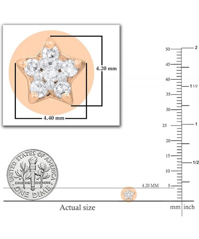 0.05 Carat (ctw) Round Diamond Star Push Back Stud Earrings for Her | Available in 10K/14K/18K Gold & 925 Sterling Silver Whi...