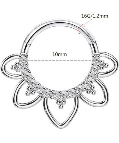 16G 316L Stainless Steel Earring Hoop Cluster CZ Hinged Segment Clicker Daith 8/10mm Inside Diameter Clicker Helix Ear Pierci...