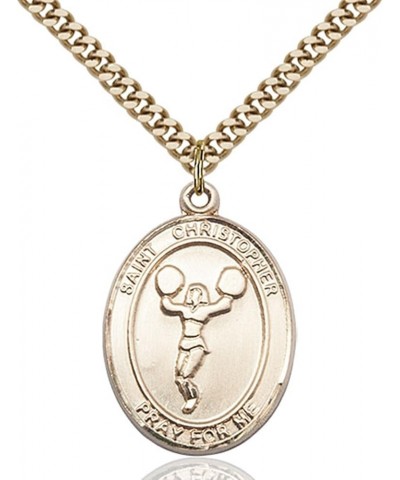 14KT Gold Filled Catholic Saint Sports Athlete Medal Pendant, 1 Inch Saint Christopher Cheerleading $93.94 Pendants