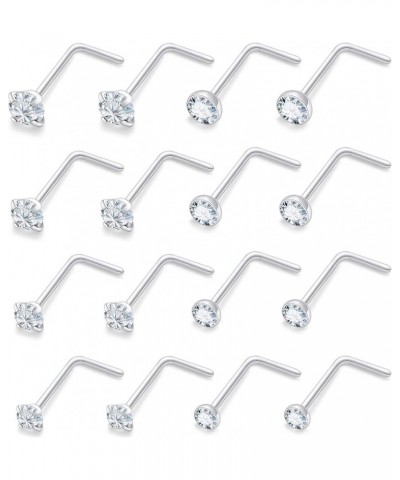 18G 20G 22G Surgical Steel Nose Rings Studs for Women Men Nose Piercing Jewelry Top Diamond 1.5mm 2mm 2.5mm 3mm 18G L Shaped ...