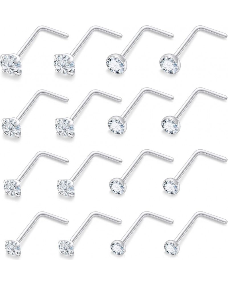 18G 20G 22G Surgical Steel Nose Rings Studs for Women Men Nose Piercing Jewelry Top Diamond 1.5mm 2mm 2.5mm 3mm 18G L Shaped ...