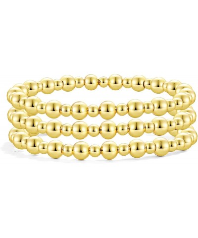 Gold Beaded Bracelets For Women 3pcs Gold (6+4MM) $10.19 Bracelets