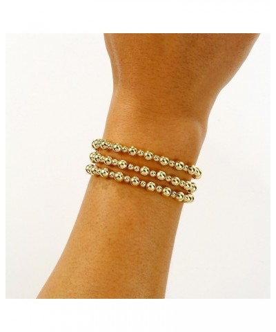 Gold Beaded Bracelets For Women 3pcs Gold (6+4MM) $10.19 Bracelets