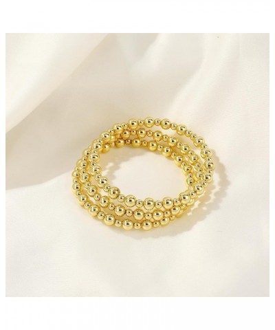 Gold Beaded Bracelets For Women 3pcs Gold (6+4MM) $10.19 Bracelets