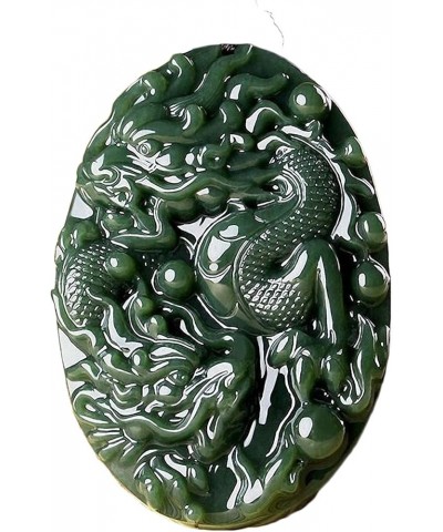 China Natural Hetian Green Jade Nephrite Carved Fengshui Zodiac Dragon Beast Pendant Amulet Double Dragon $37.39 Necklaces