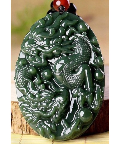 China Natural Hetian Green Jade Nephrite Carved Fengshui Zodiac Dragon Beast Pendant Amulet Double Dragon $37.39 Necklaces