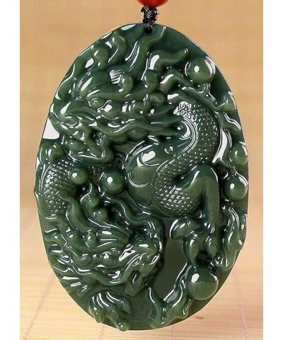 China Natural Hetian Green Jade Nephrite Carved Fengshui Zodiac Dragon Beast Pendant Amulet Double Dragon $37.39 Necklaces