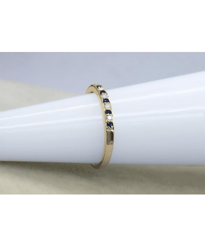 Round Blue Sapphire & White Diamond Alternate Stone Wedding Band for Women in 10K Gold 8.5 Yellow Gold $137.13 Bracelets