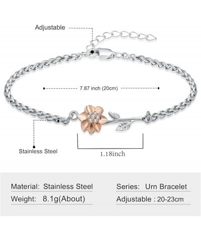 Sunflower Cremation Urn Bracelet for Ashes for Women Girls Link Chain Ashes Bracelet Bangle Flower Urn Pendant Memorial Jewel...