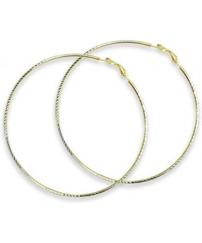 Two-Tone Yellow Gold Flashed Sterling Silver Twist Round Large Hoop Earrings for Women Girls (2x50mm - 90mm Diameter) 80.0 Mi...