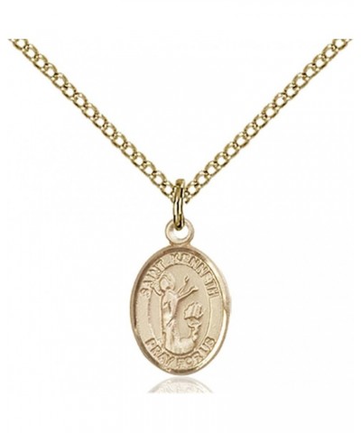 14KT Gold Filled Catholic Patron Saint Petite Charm Medal, 1/2 Inch Saint Kenneth $42.50 Pendants