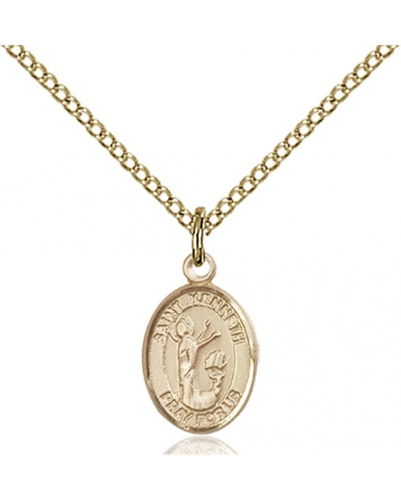 14KT Gold Filled Catholic Patron Saint Petite Charm Medal, 1/2 Inch Saint Kenneth $42.50 Pendants