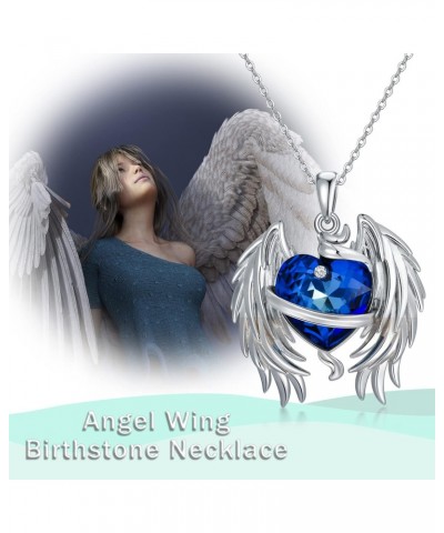 Angel Wings Necklace 925 Sterling Silver Guardian Angel Wings Jewelry with Love Heart Crystal Gifts for Women Mom/Wife/Sister...