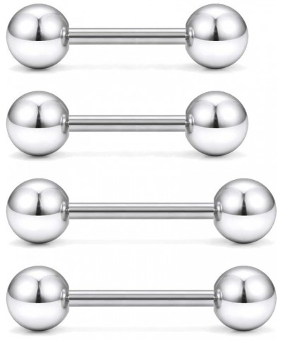 4PCS Stainless Steel Tongue Rings Piercing Jewelry 14 Gauge Nipple Barbell Body Piercing Jewelry Eyebrow Stud for Women Men G...