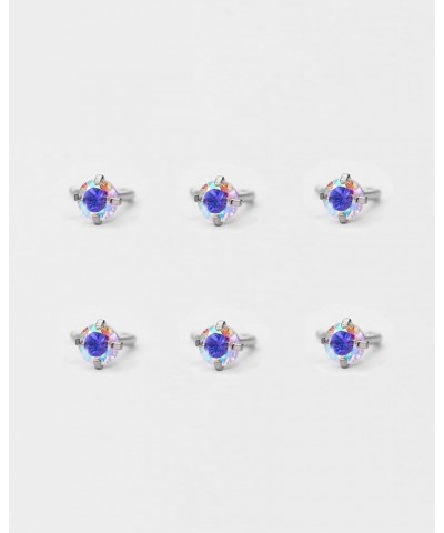 6PCS Surgical Steel/Titanium Nose Studs for Women Nostril Piercing Jewelry 22g / 20g / 18g 3mm AB CZ/L-shape/20g/Silver Surgi...