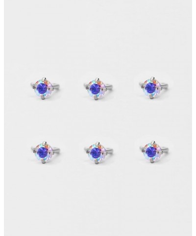 6PCS Surgical Steel/Titanium Nose Studs for Women Nostril Piercing Jewelry 22g / 20g / 18g 3mm AB CZ/L-shape/20g/Silver Surgi...