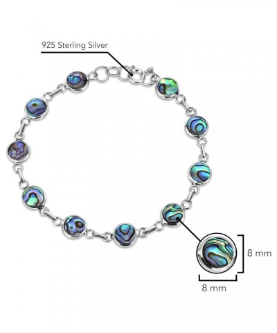 Chic Abalone Round Link .925 Adjustable Sterling Silver Bracelet | Casual Fashion | Nautical Hawaiian Jewelry | 8 inch $13.70...