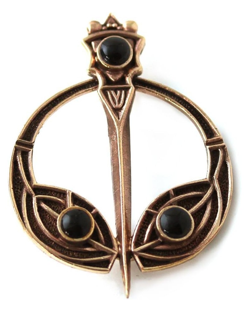 Bronze Semi Precious Stone Tara Brooches Cloak, Scarf, Shawl Pin Celtic Norse Irish Vintage Jewelry onyx $16.19 Brooches & Pins