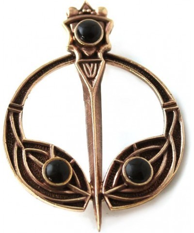 Bronze Semi Precious Stone Tara Brooches Cloak, Scarf, Shawl Pin Celtic Norse Irish Vintage Jewelry onyx $16.19 Brooches & Pins