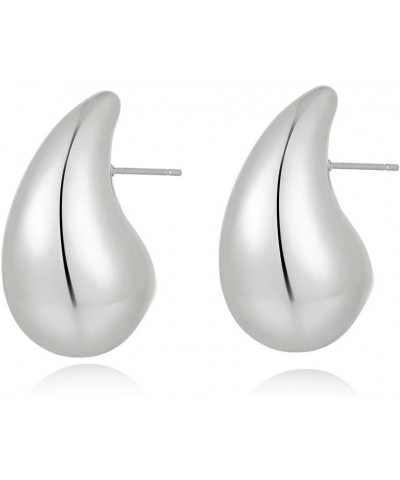 Gia Teardrop Hoop Earrings in Polished Rhodium Plated $34.40 Earrings