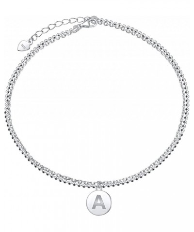 Initials Anklet for Women S925 Sterling Silver Adjustable Foot Ankle Bracelet with Letter A Disc $6.59 Anklets