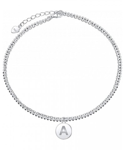 Initials Anklet for Women S925 Sterling Silver Adjustable Foot Ankle Bracelet with Letter A Disc $6.59 Anklets