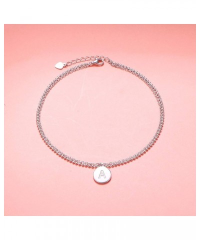 Initials Anklet for Women S925 Sterling Silver Adjustable Foot Ankle Bracelet with Letter A Disc $6.59 Anklets